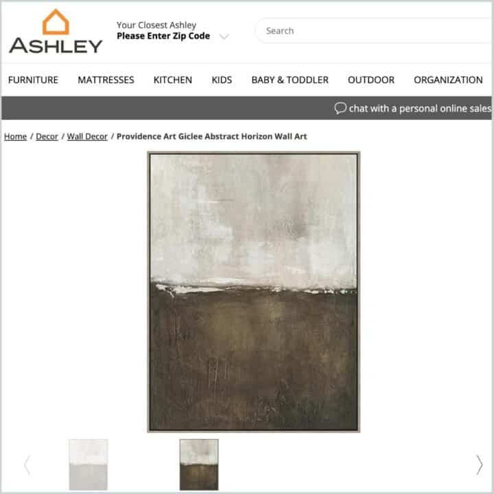 Abstract wall art from Ashley furniture website