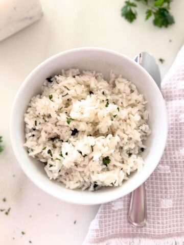 bowl of homemade cilantro lime rice
