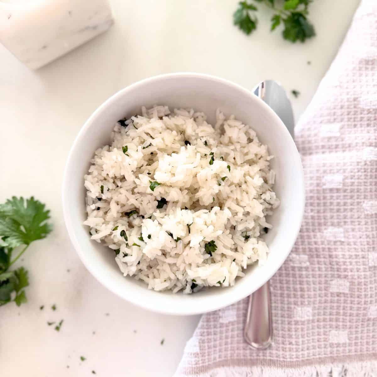 bowl of homemade cilantro lime rice
