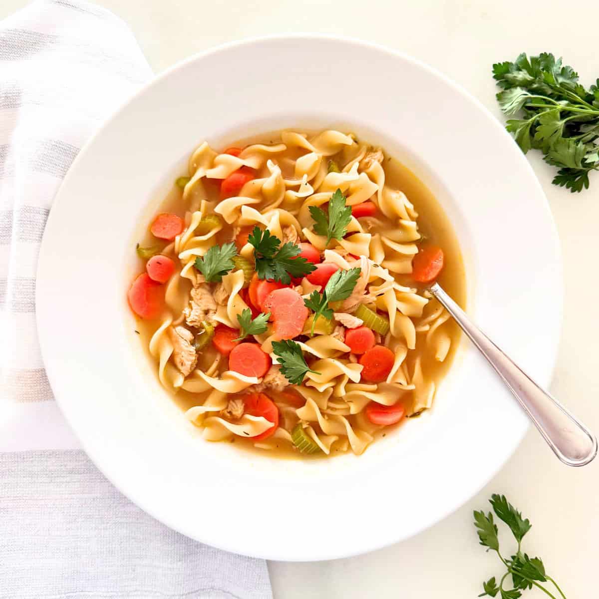 bowl of homemade chicken noodle soup