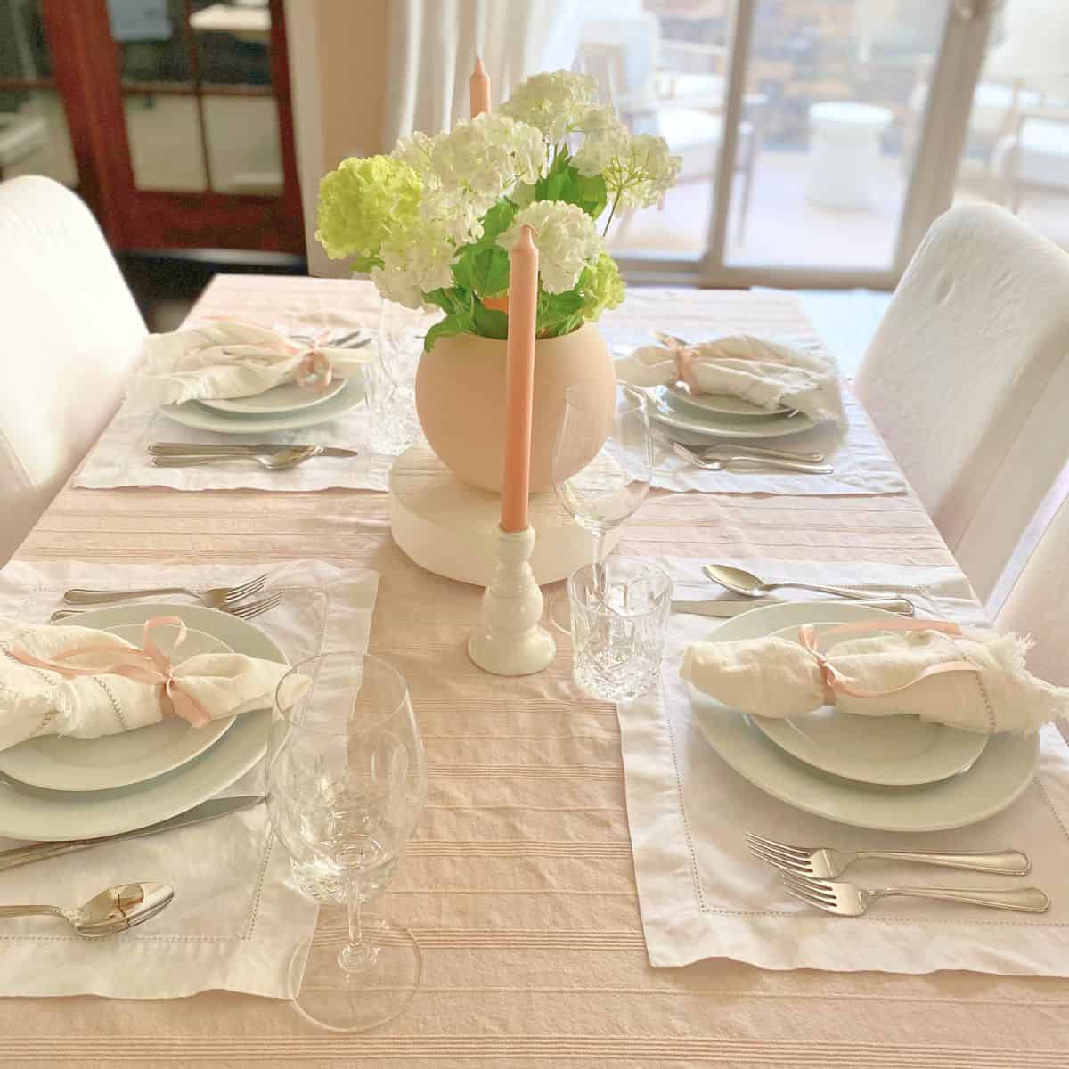 table setting decorated for spring