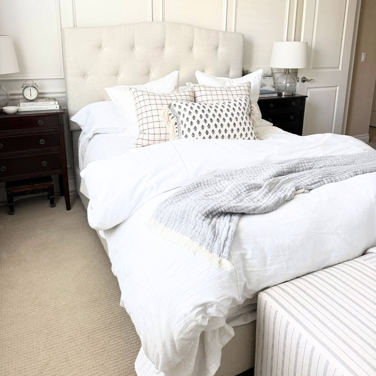 guest bed styled with nightstands