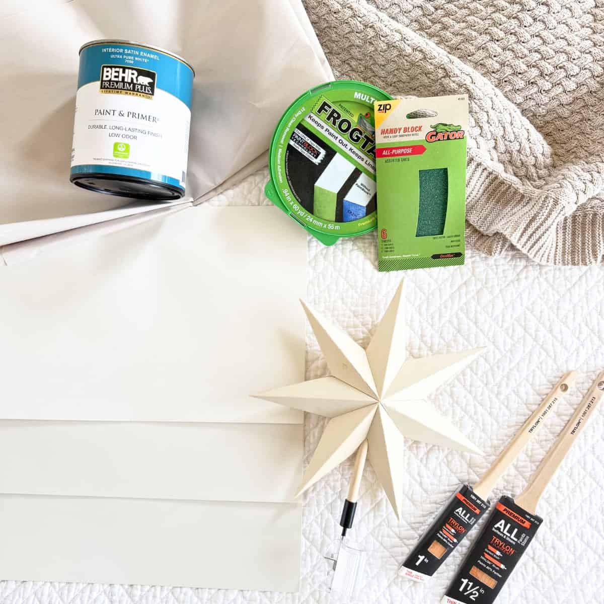 supplies to paint a wood tree topper