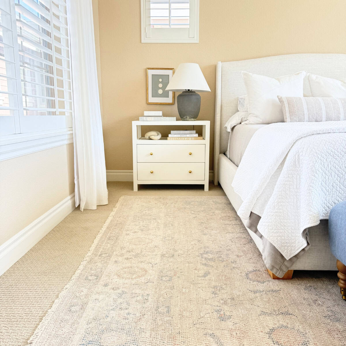 white nightstand styled